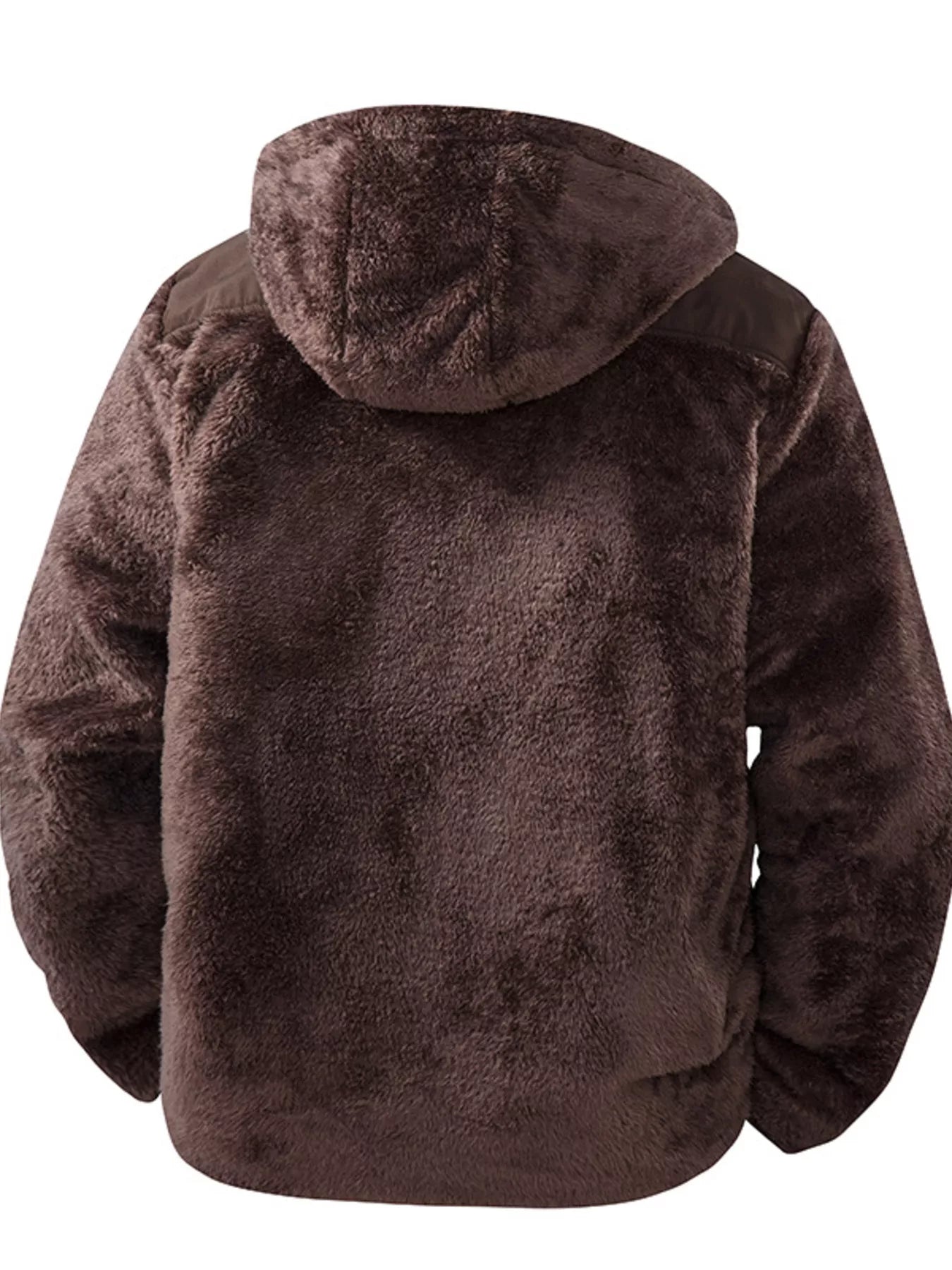 UU STEALTH GRID Fleece Zip-Up Hoodie in Industrial Mocha — back view detail | URBAN UNIT
