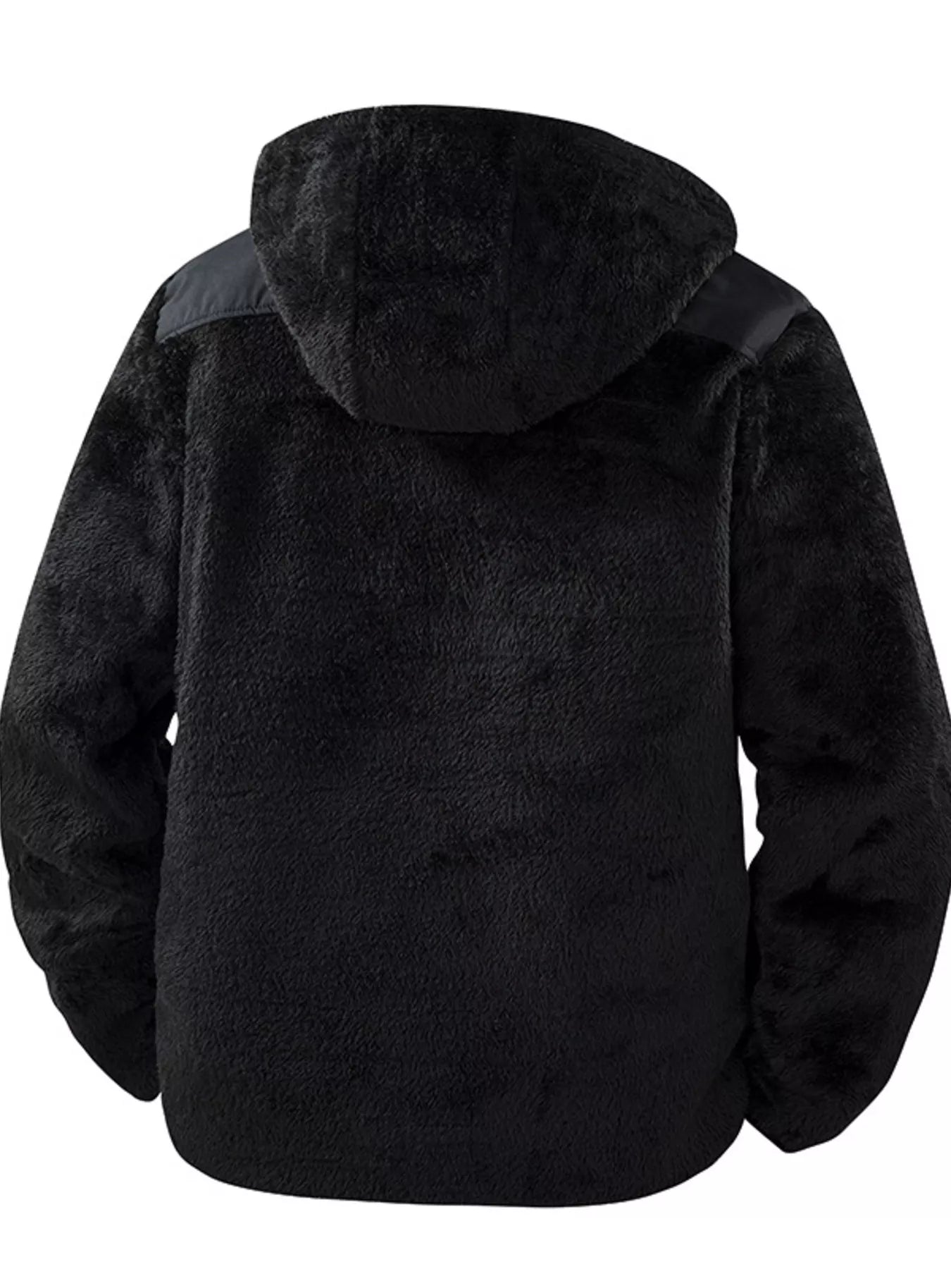 UU STEALTH GRID Fleece Zip-Up Hoodie in Midnight Black — back view detail | URBAN UNIT