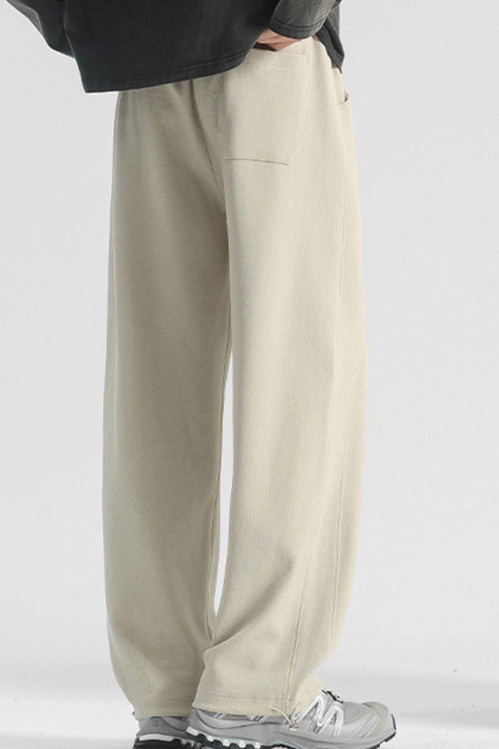 URBAN UNIT Core Structure Oversized Sweatpants in Industrial Beige – Back Detail and Pocket
