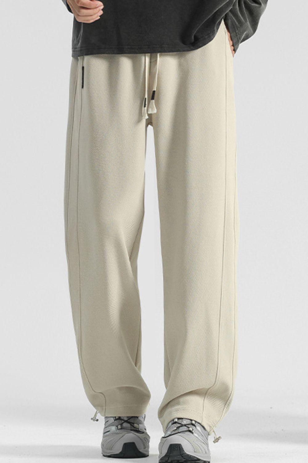 URBAN UNIT Core Structure Oversized Sweatpants in Industrial Beige – Front View