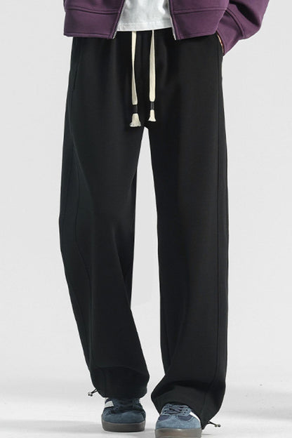 URBAN UNIT Core Structure Oversized Sweatpants in Midnight Black – Drawstring and Fabric Detail