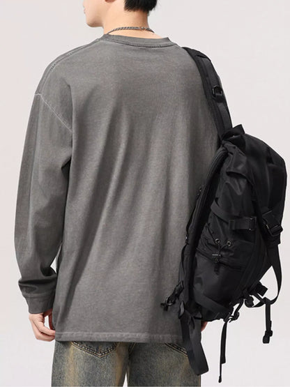 URBAN UNIT ECHO Oversized Long Sleeve in Concrete Grey - Oversized Drape Back View