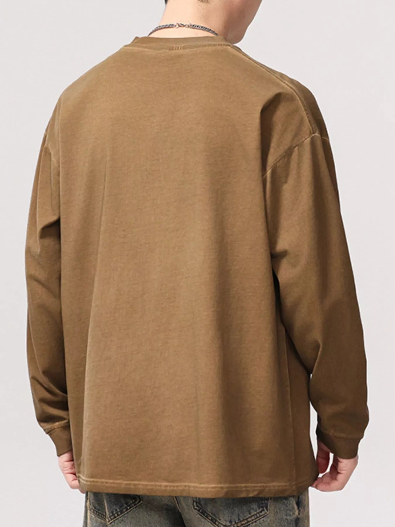 URBAN UNIT ECHO Oversized Long Sleeve in Vintage Mocha - Plus Size Optimized Silhouette Back View