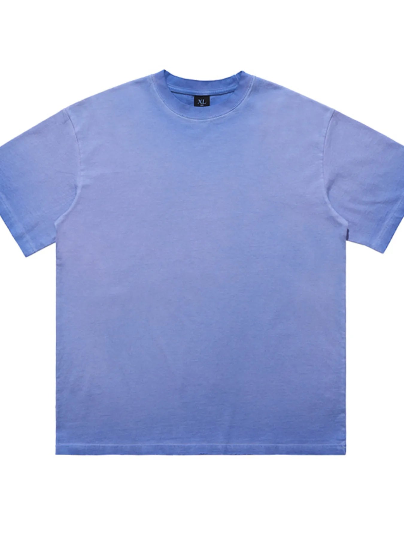 Front view of the URBAN UNIT Essential Vintage Wash Tee in Faded Slate blue, showing the heavy-duty neckline and vintage fade.