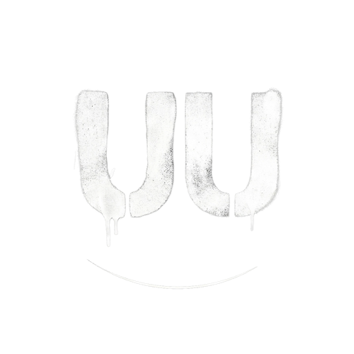 URBAN UNIT signature logo featuring a white spray-paint UU stencil with a vertical drip effect and the characteristic grinder's smile curve below.
