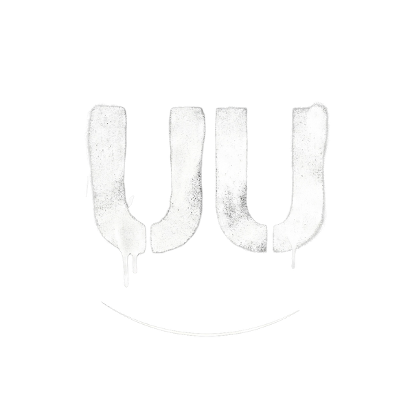 URBAN UNIT signature logo featuring a white spray-paint UU stencil with a vertical drip effect and the characteristic grinder's smile curve below.