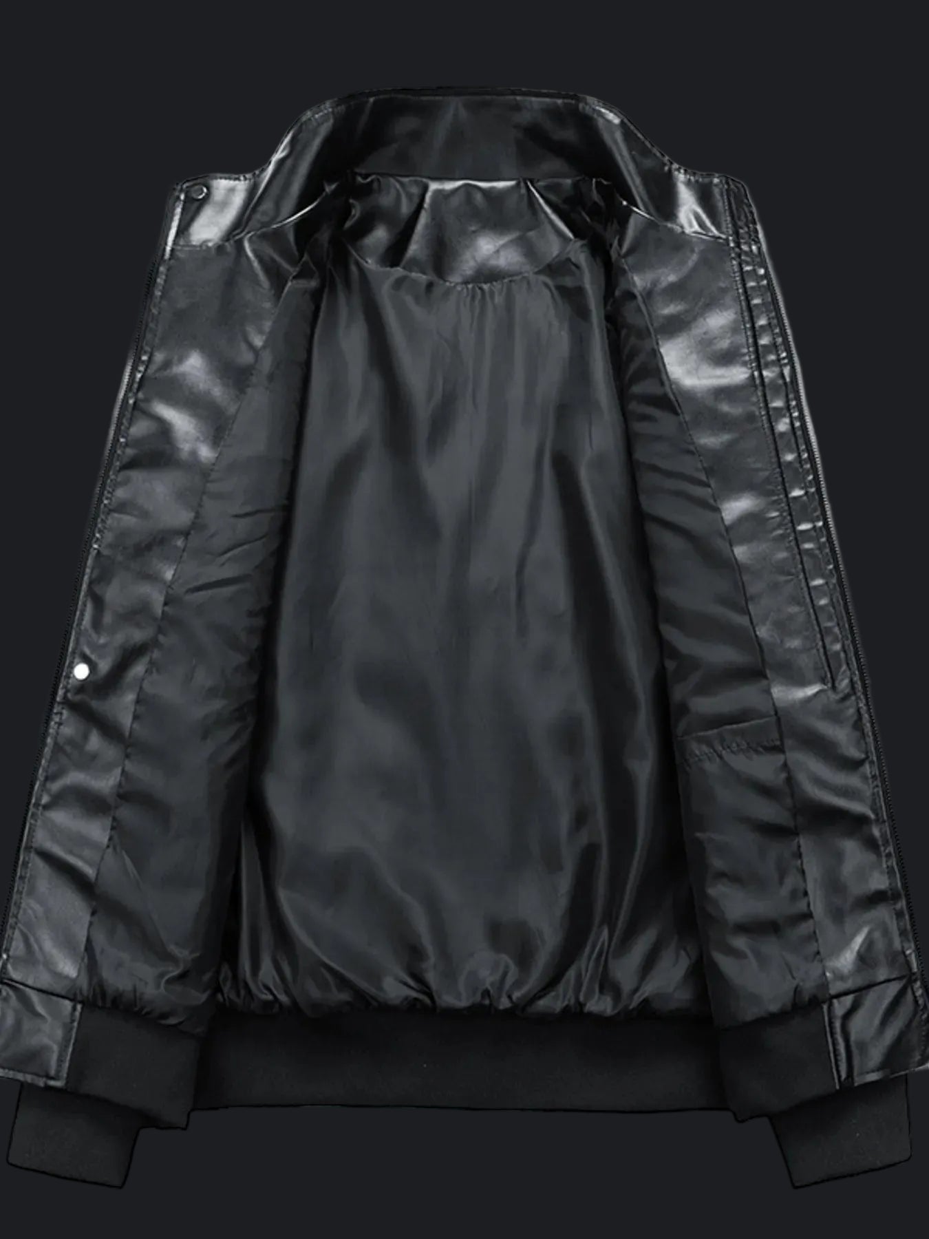 Interior detail of the URBAN UNIT Apex Jacket showcasing the premium satin lining and reinforced stitching, built for maximum street endurance.