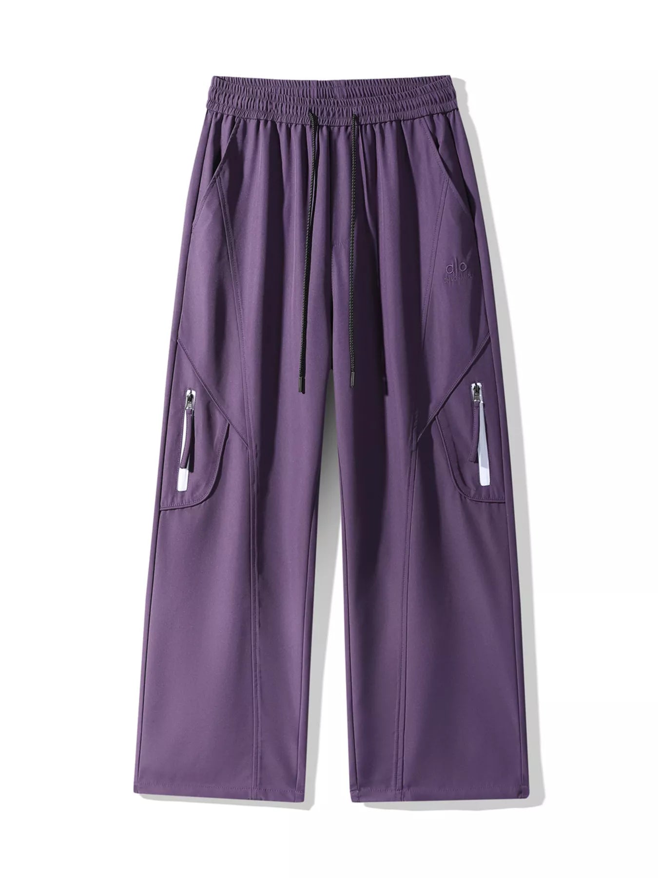 Front view of the UU Vector Zip Loose-Fit Cargo Pants in Shadow Violet. Plus Size Optimized urban streetwear silhouette by URBAN UNIT.