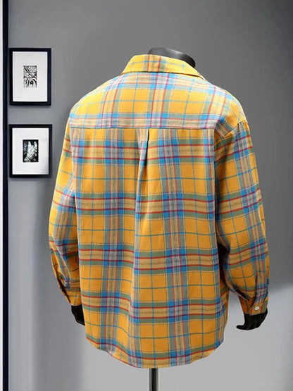 Rear view of the Gridlock Overshirt on a mannequin, demonstrating the Plus Size Optimized drape and wide-cut urban fit.