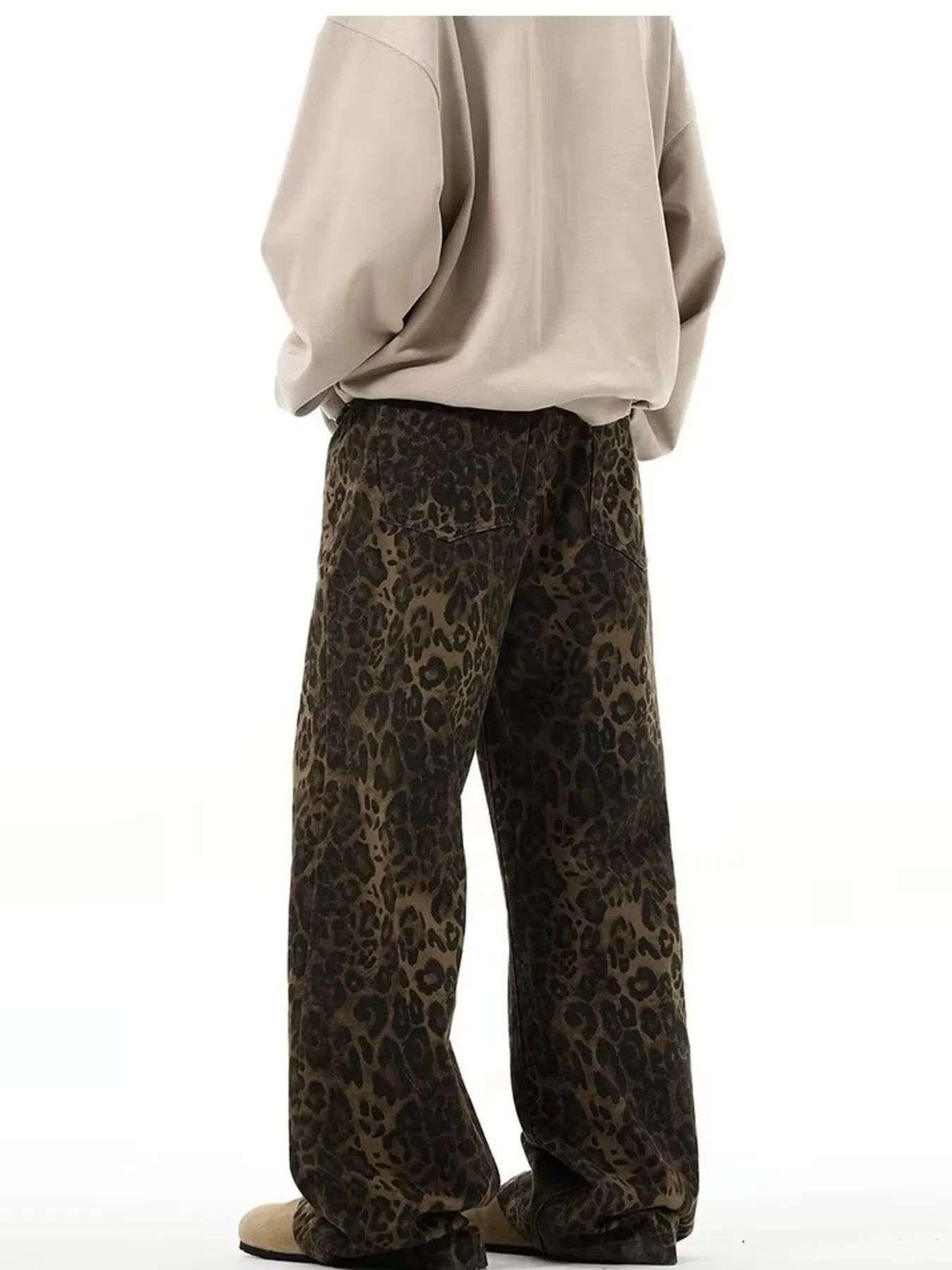 URBAN UNIT Instinct Wide-Leg Leopard Denim - side silhouette showing Plus Size Optimized drape
