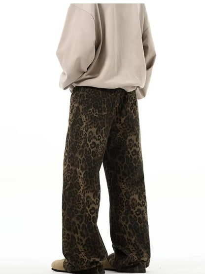 URBAN UNIT Instinct Wide-Leg Leopard Denim - side silhouette showing Plus Size Optimized drape