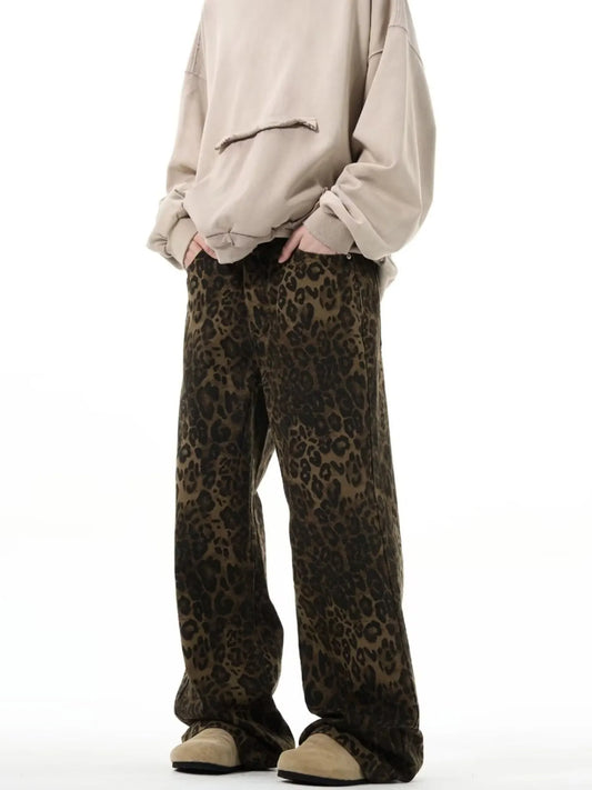 Close-up of URBAN UNIT Instinct Leopard Denim showing 100% cotton texture and deep utility pockets