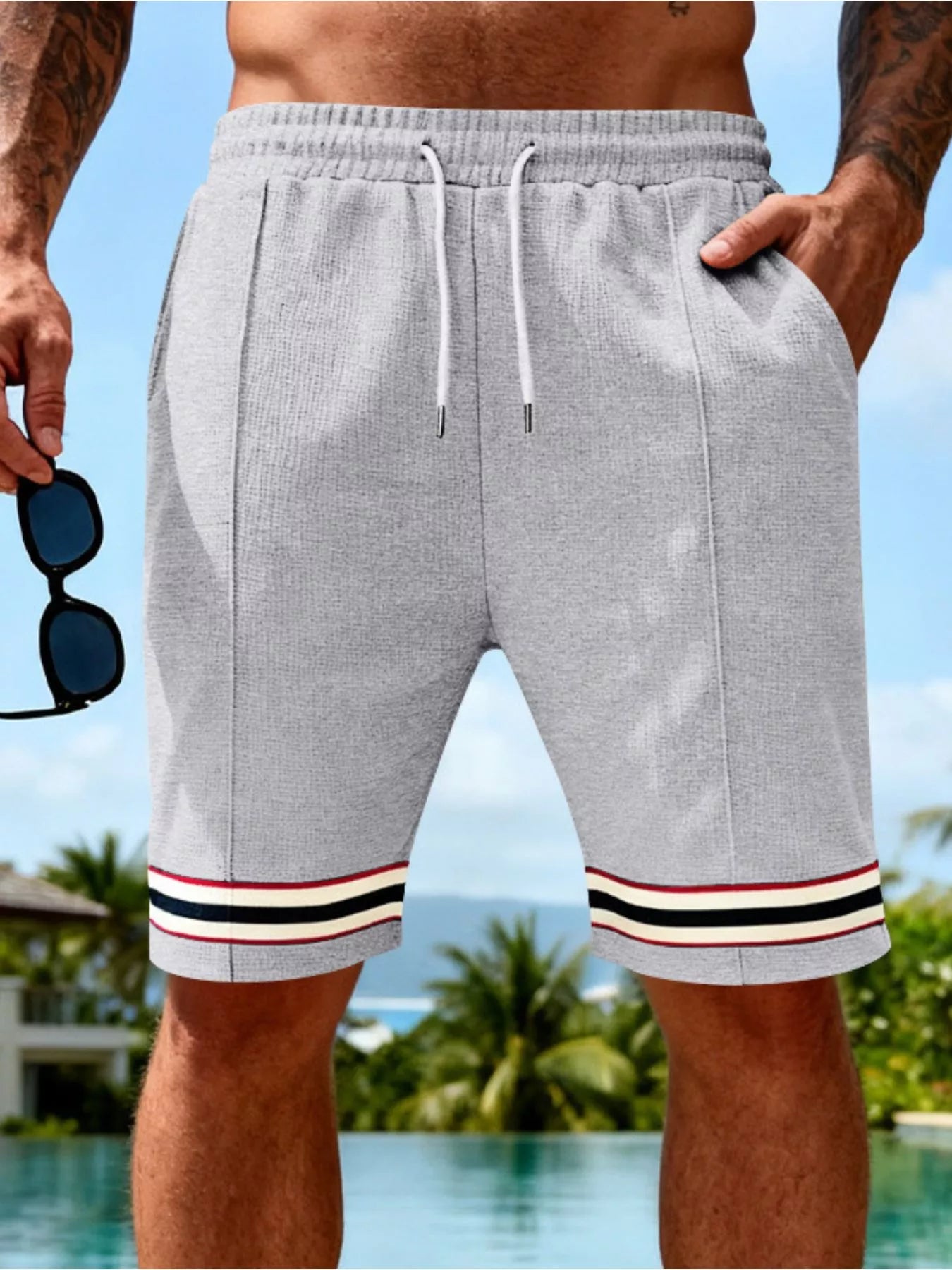 URBAN UNIT Sector Silhouette Textured Knit Shorts in Asphalt Grey. Raw, industrial-toned plus size streetwear shorts built for daily utility and engineered freedom.