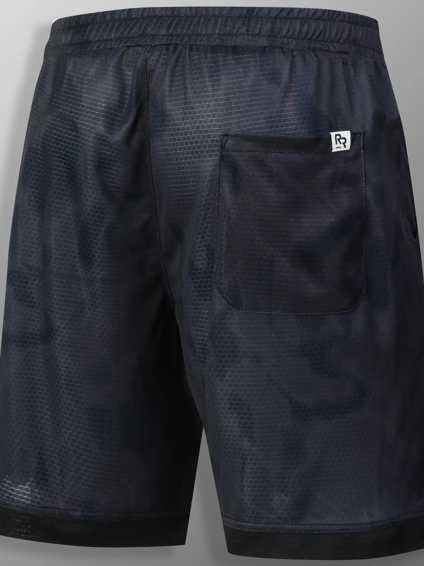 URBAN UNIT SHIFT Tie-Dye Active Shorts in Obsidian Black Phantom - Back view detailing the structured silhouette for the urban grind.